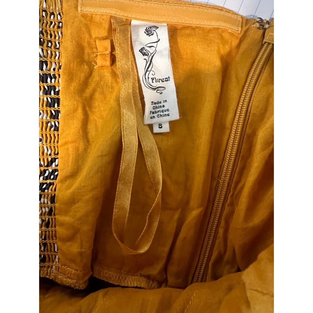 Floreat‎ Sz 8 Gold Yellow Black Dotted Sleeveless Strapless Anthropologie Boho - Picture 4 of 6